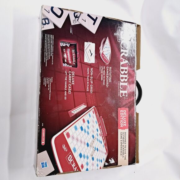 Hasbro Scrabble Game Deluxe Edition Board Game Rotating Carry Case New Open Box - Picture 3 of 11